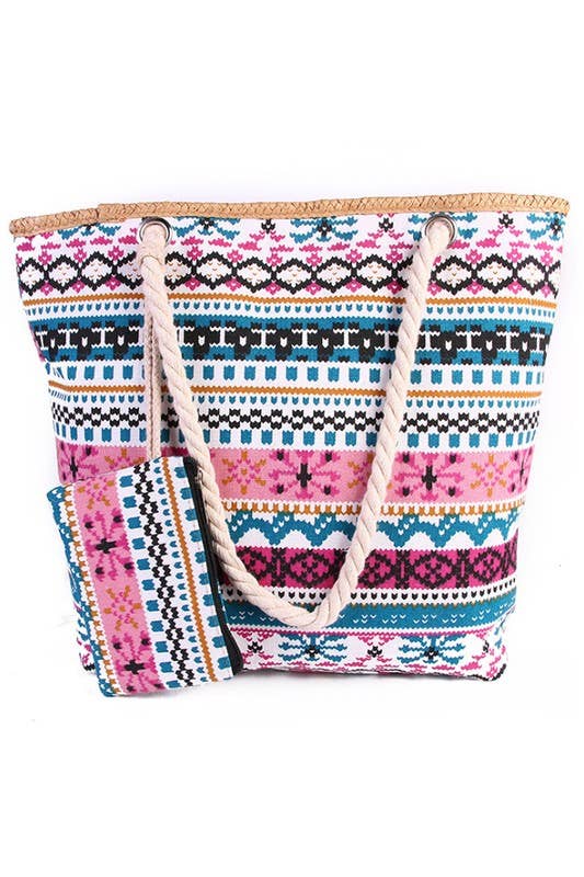 MULTI PATTERNED FASHION BEACH BAGS_CWAB031