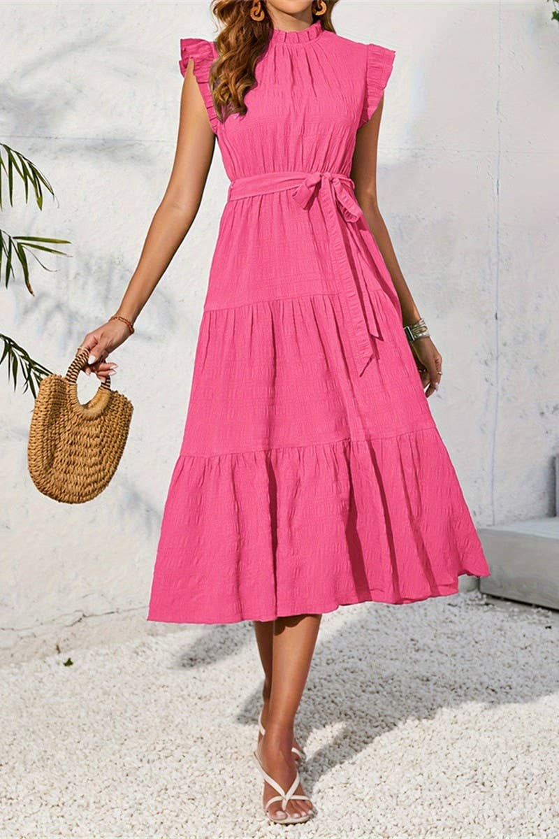 CWDMD5055_SUMMER ROMANTIC RUFFLE LONG LAYERED CAKE DRESS