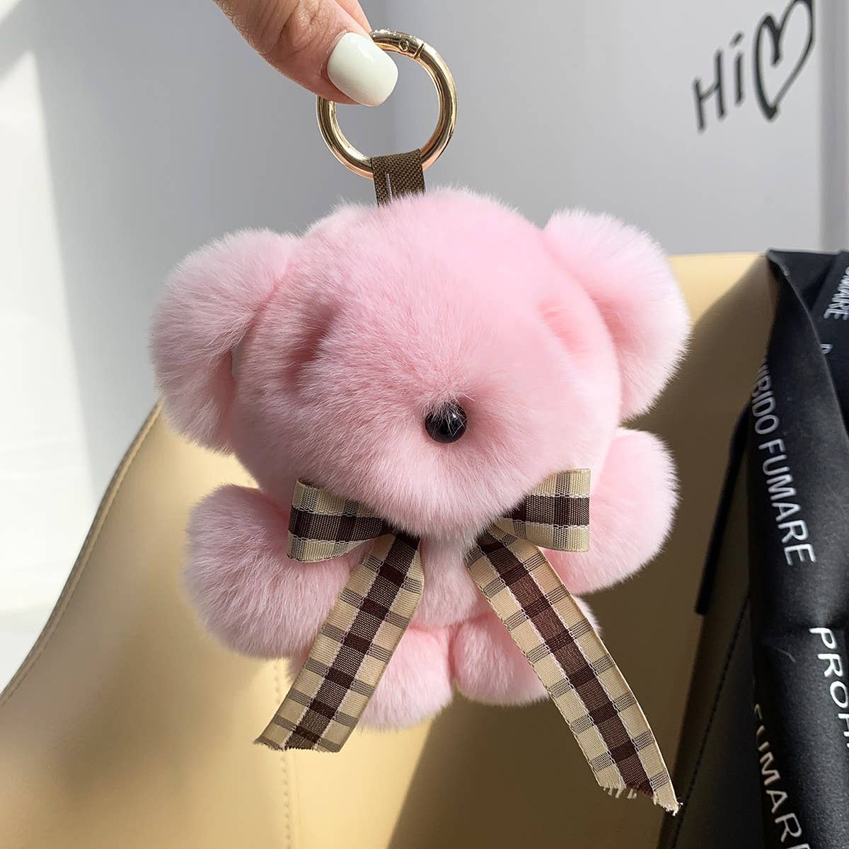CUTE BEAR DOLL FUR BAG PENDANT CAR KEYCHAIN