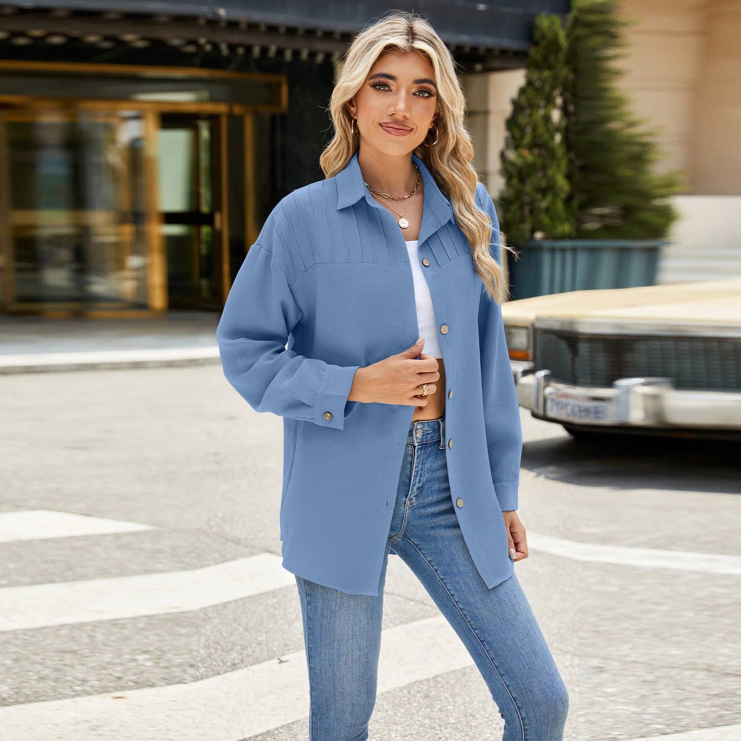 SINGLE BREASTED LOOSE LONG-SLEEVED SHIRT