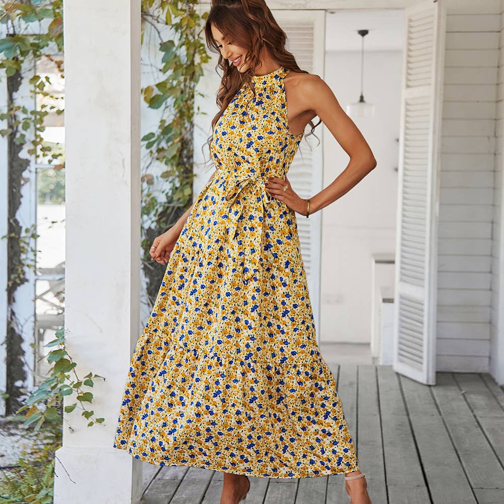 NECKLINE FLORAL HEMLINE DRESS