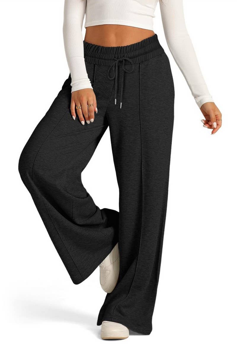 CWBLP1855_SOLID COLOR WAIST WIDE-LEG CASUAL TROUSERS