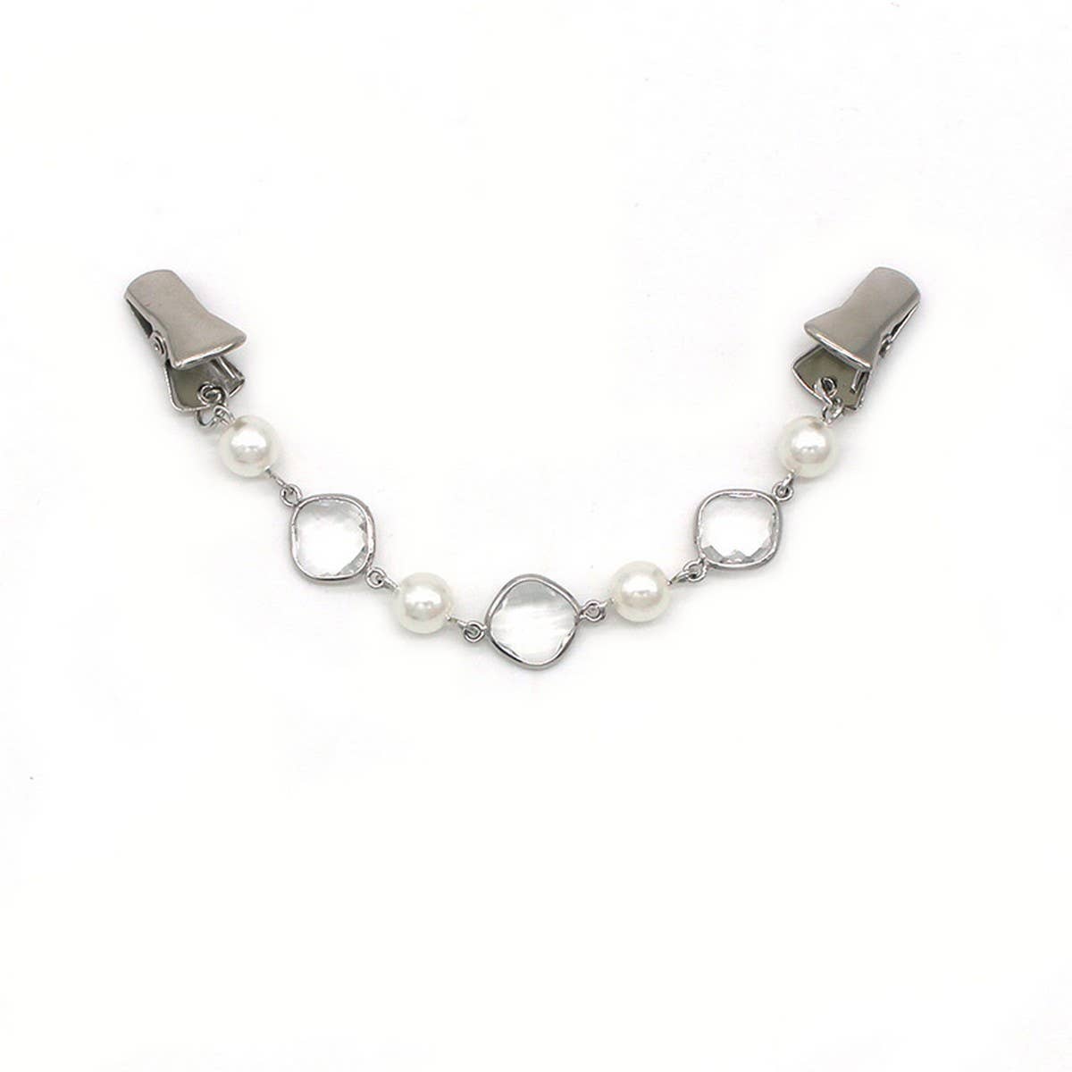 NEW CRYSTAL PEARL BUTTERFLY CHAIN SHAWL CLIP