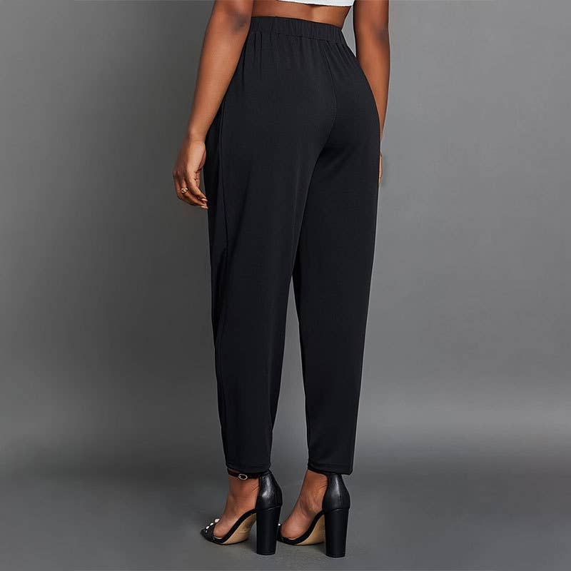 ELEGANT PLEATED ELASTIC WAIST TAPERED SMALL FEET