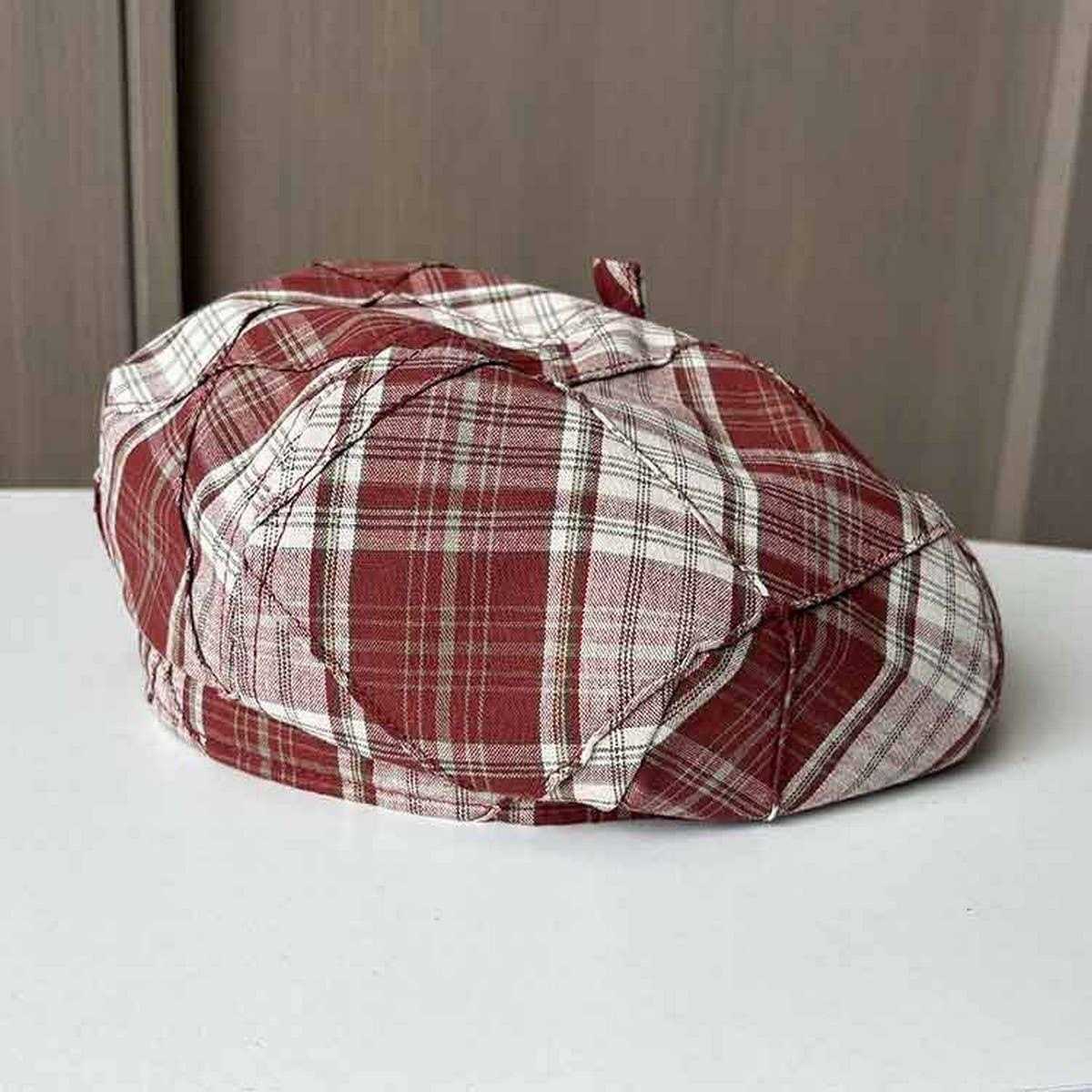 CONTRAST COLOR SIMPLE CHECK BERET_CWAB2906