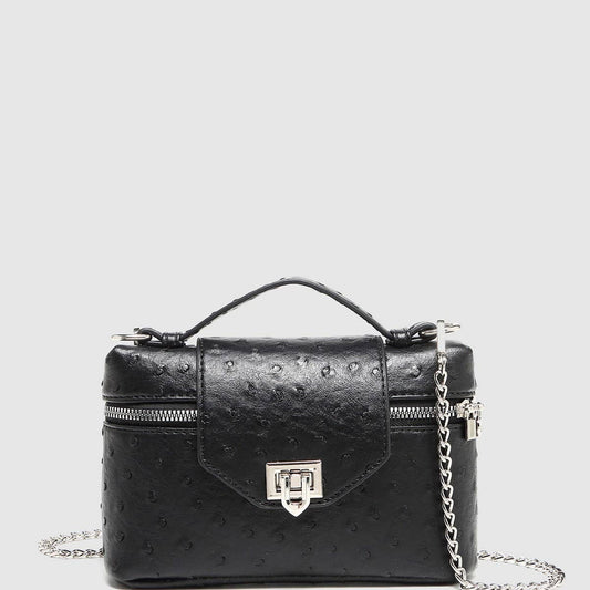 New Ostrich Texture Boxy Chain Shoulder Bag_CWAB5719