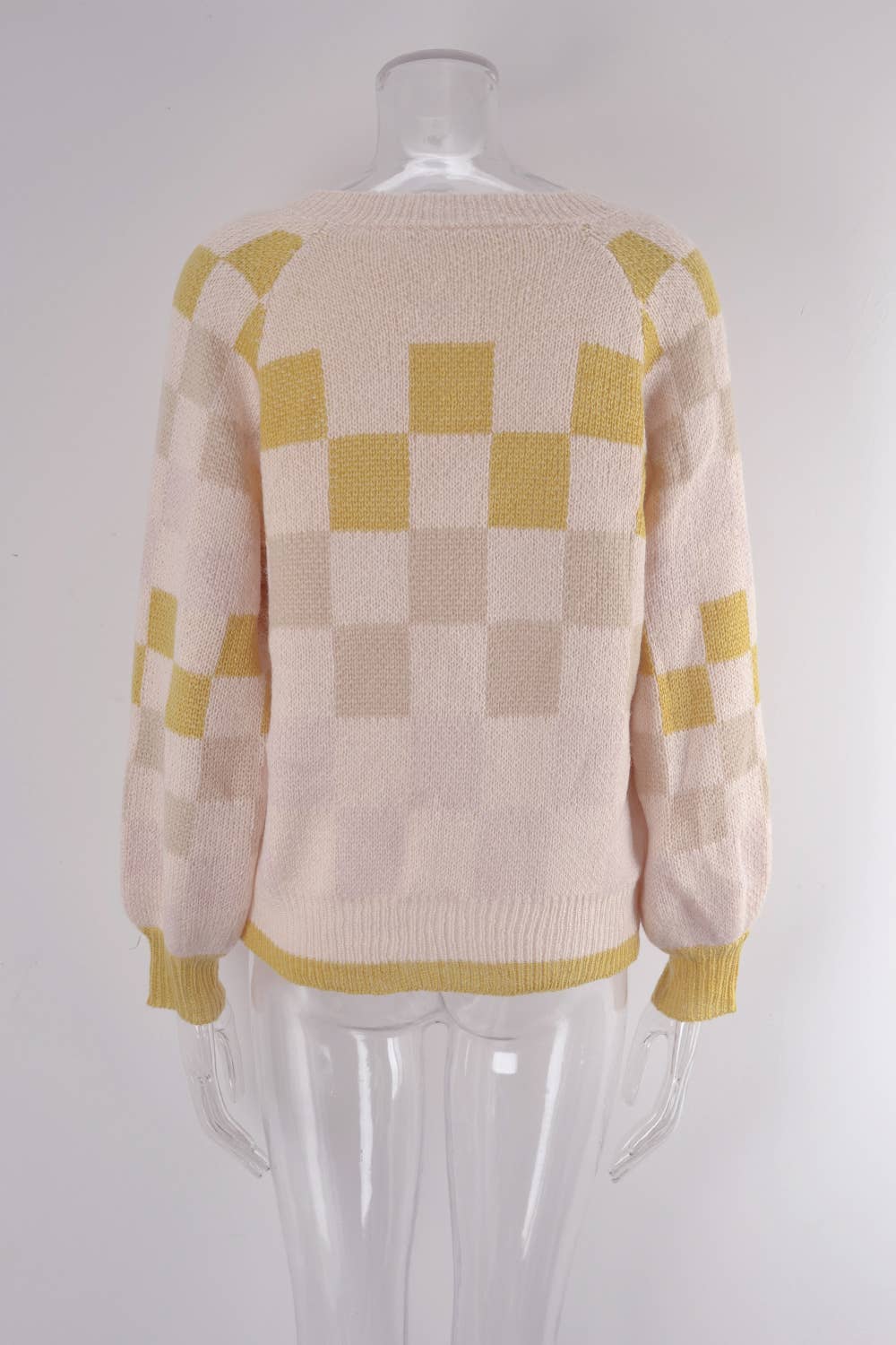 V-NECK PLAID PLUS-SIZE SWEATER PULLOVER