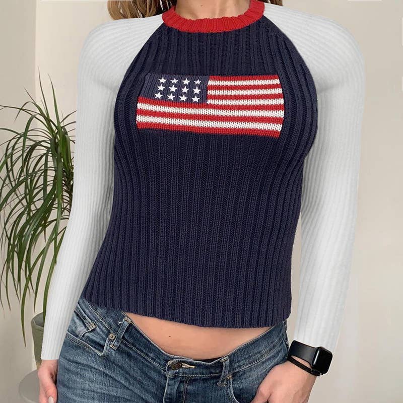 SLEEVED WOOL KNIT SLIM-FIT CREW NECK SWEATER