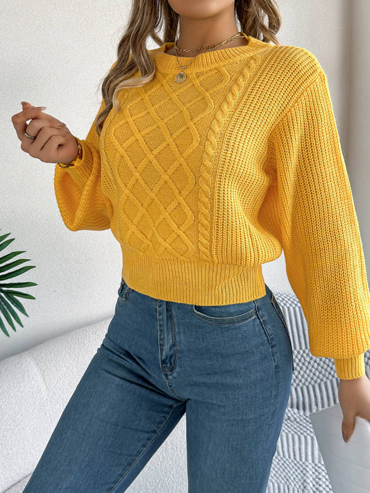 Lantern long-sleeved cinched-waist sweater