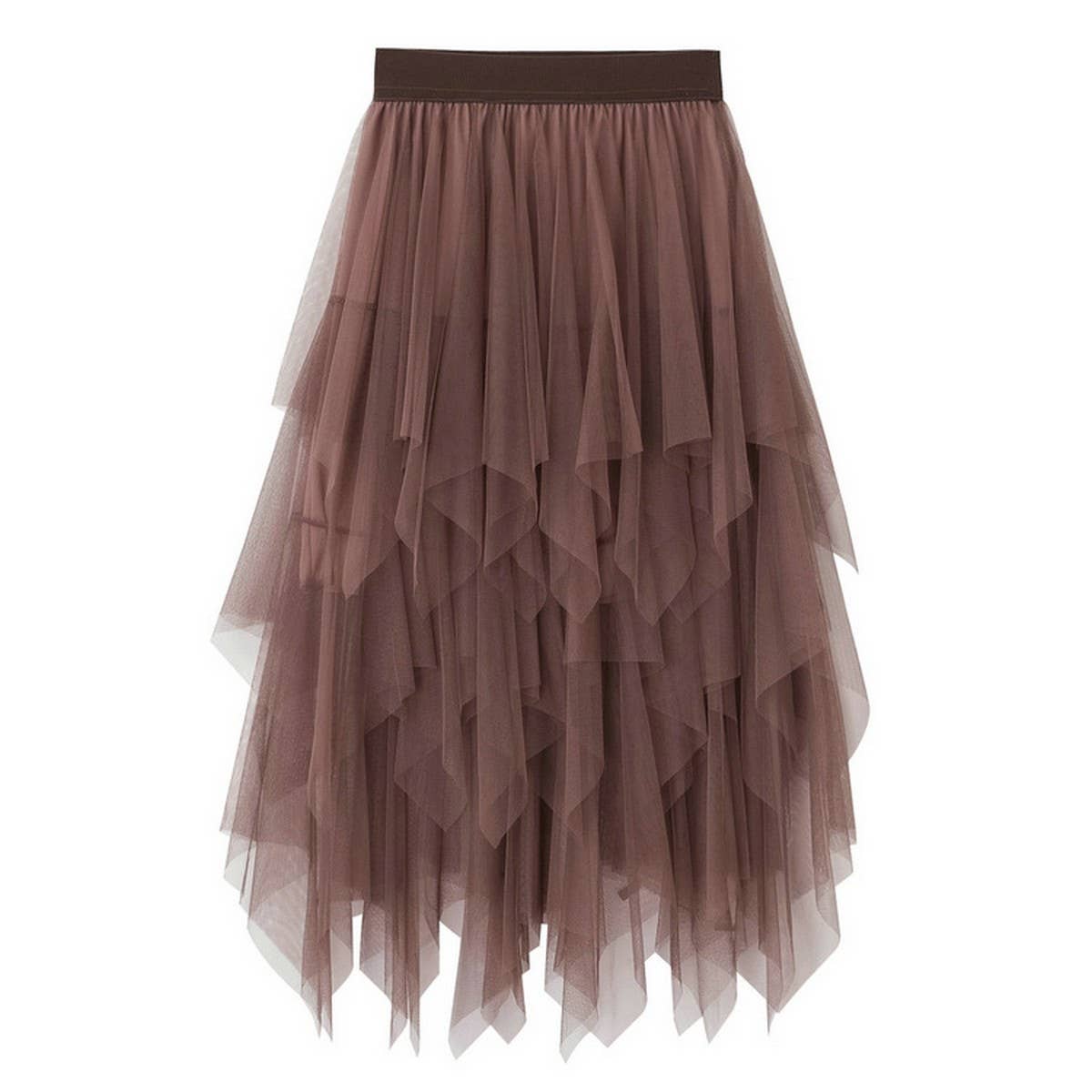 Asymmetrical Tulle High-Waist Midi Skirt_CWBMS0398