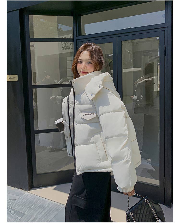 Large pocket paragraph hooded cotton jacket