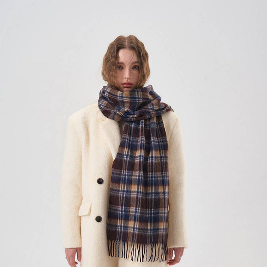 Nordic Plaid Wool Scarf ??Warm Winter Couple Wrap_CWASC2357