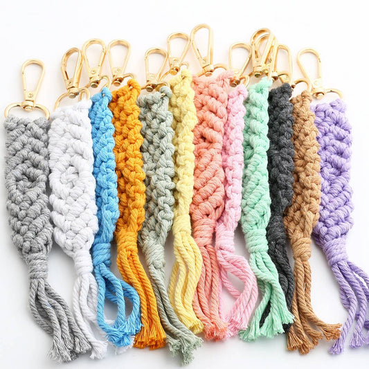 Boho Cotton Tassel Keychain Handmade Woven Charm_CWAB5081
