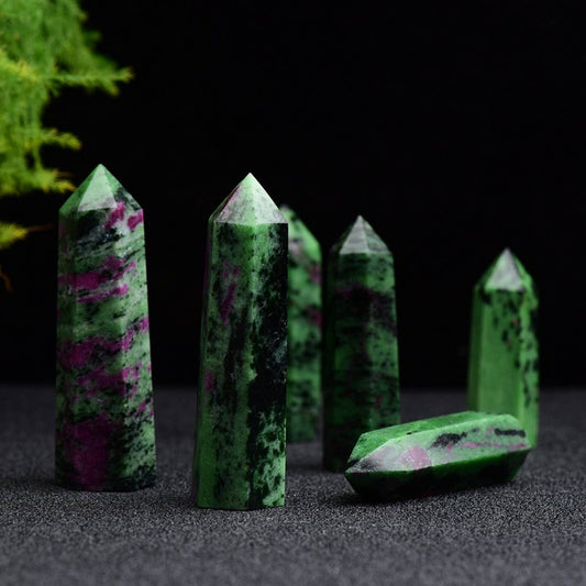 Natural Ruby Zoisite Hex Crystal Tower