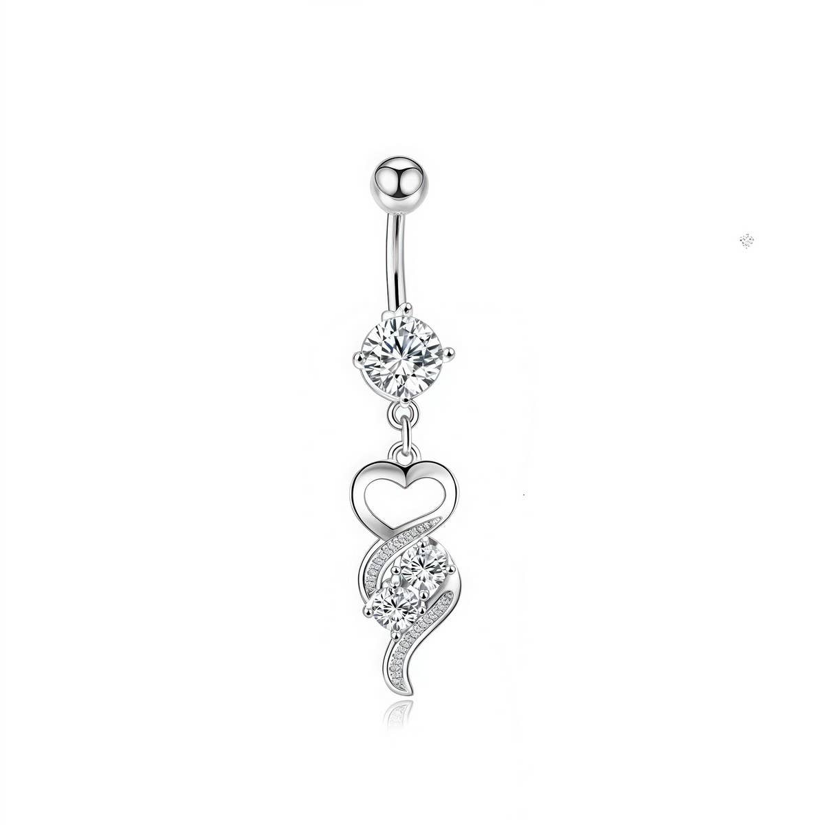 316L Steel & Brass CZ Navel Ring Piercing Jewelry_CWMM936