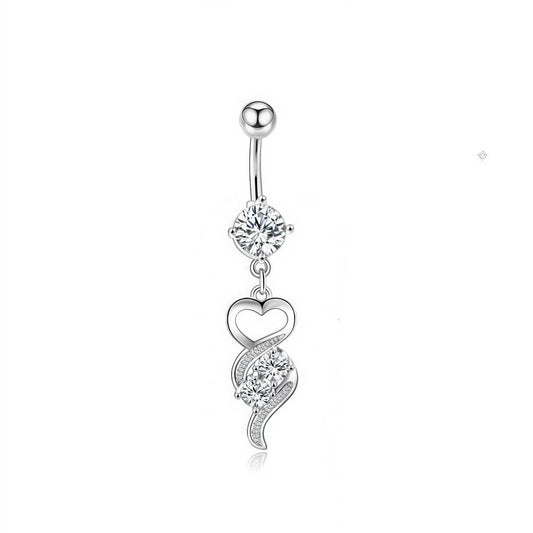 316L Steel & Brass CZ Navel Ring Piercing Jewelry_CWMM936