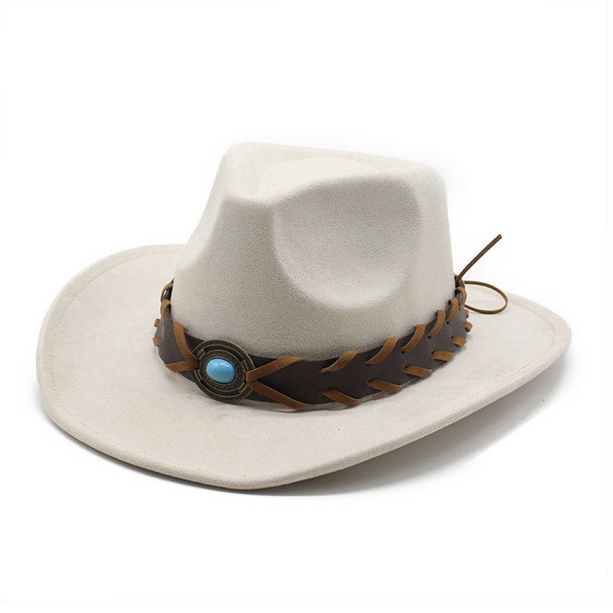 Ethnic Style Faux Suede Western Cowboy Felt Hat_CWAH0829