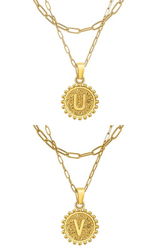 DOUBLE CHAIN INITIALS PENDANT NECKLACE