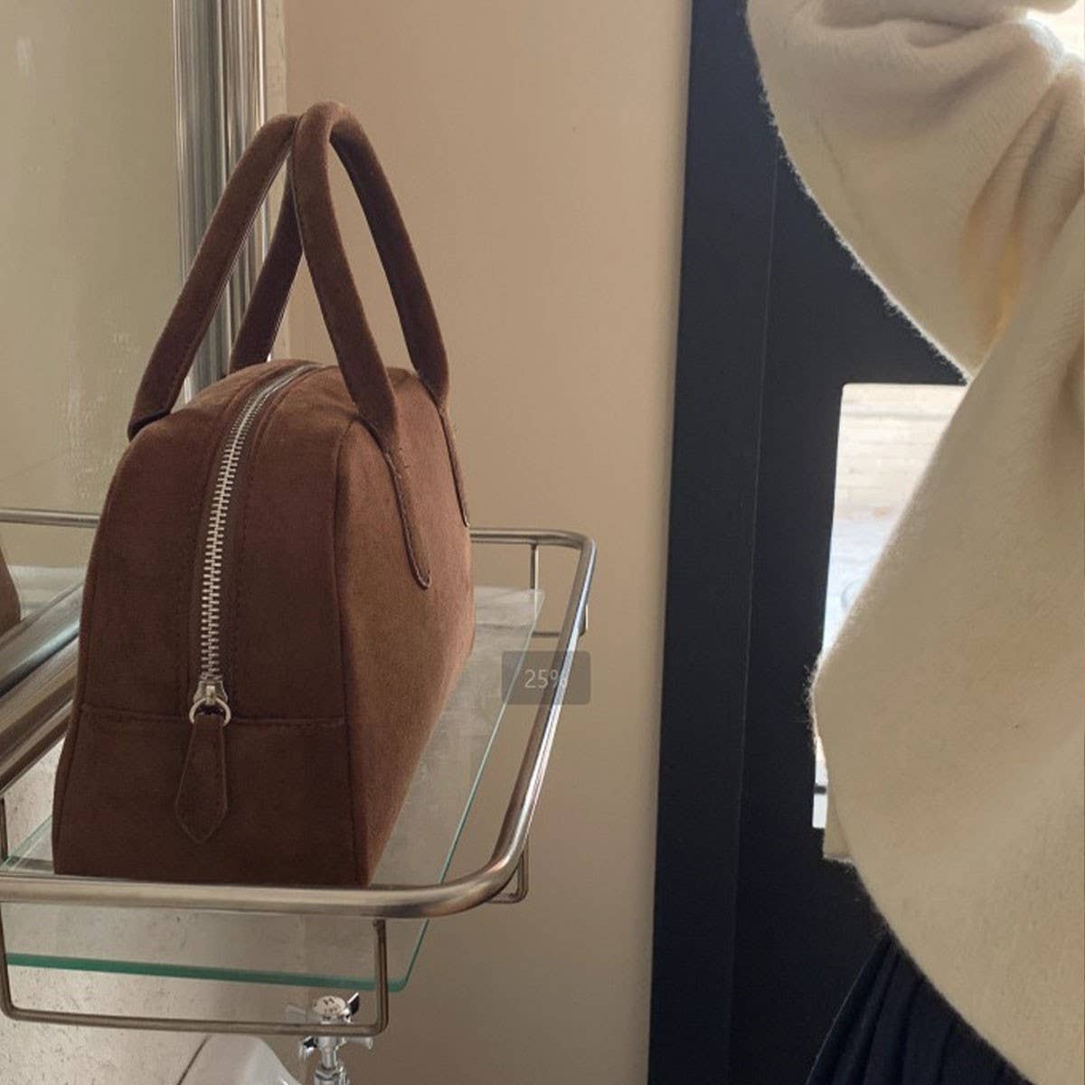 FASHION SIMPLE BROWN SUEDE BOSTON BAG HANDBAG_CWAB4114