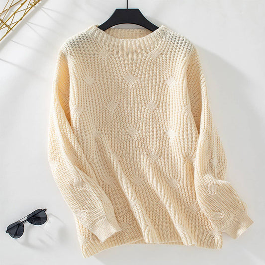 Solid color loose casual long-sleeved sweater