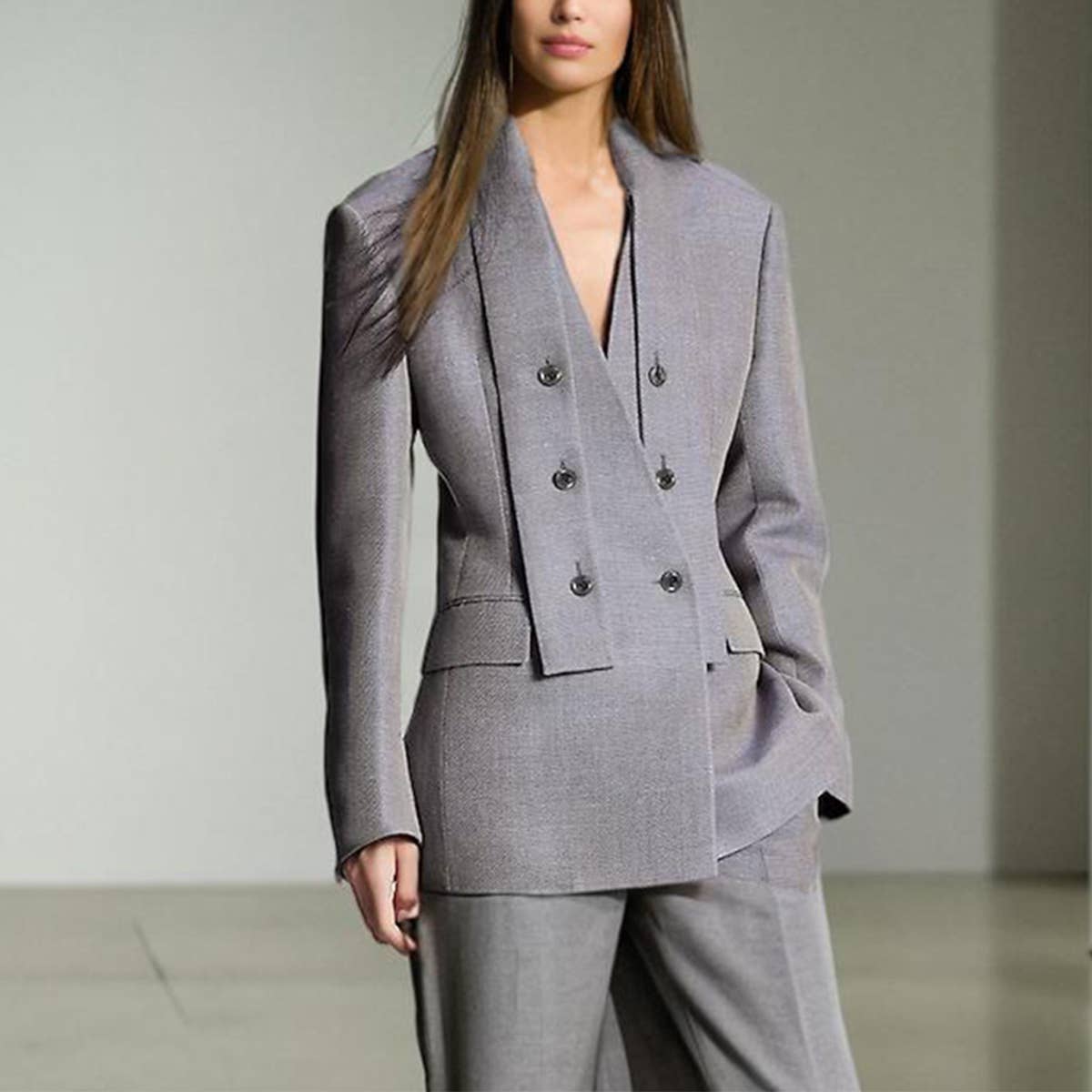 Elegant Solid Blazer with Button Patch Design