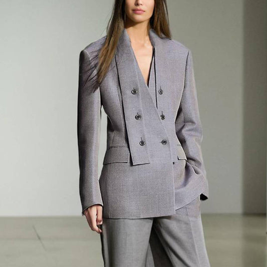 Elegant Solid Blazer with Button Patch Design