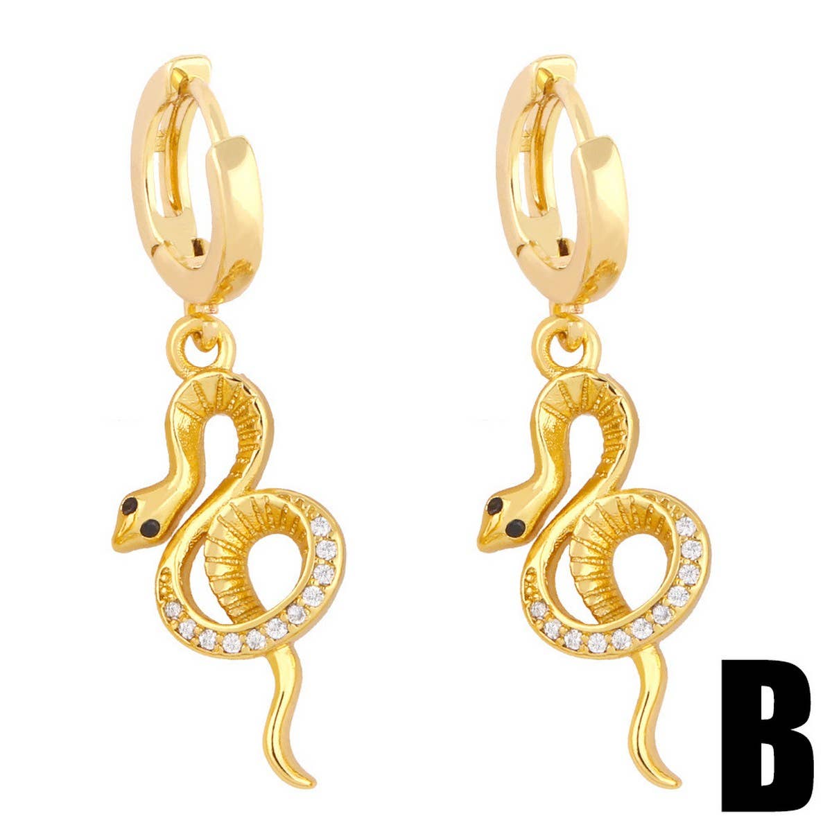 INLAID ZIRCON SNAKE SHAPED PENDANT EARRINGS