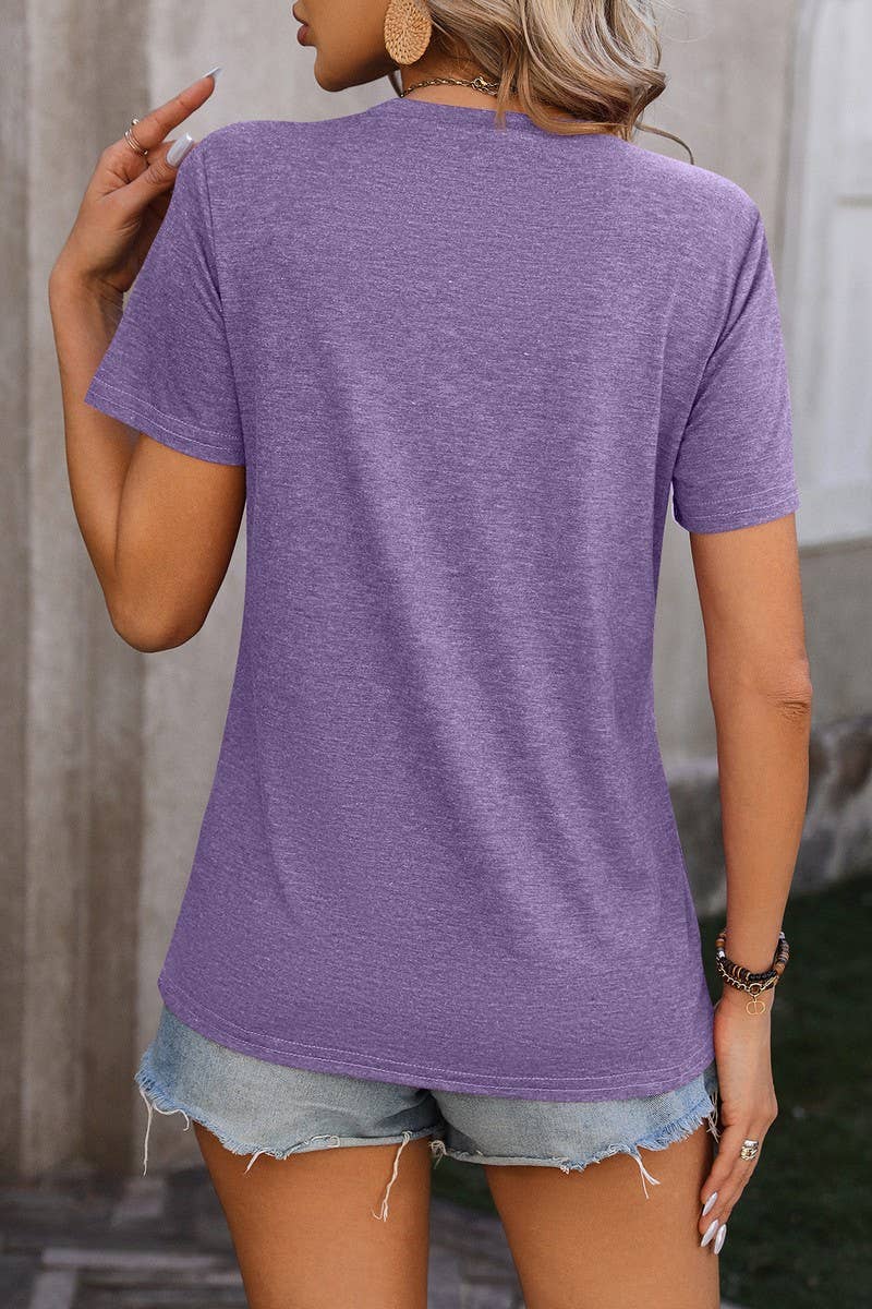 Cwtts0777_Round Neck Short Sleeved Top