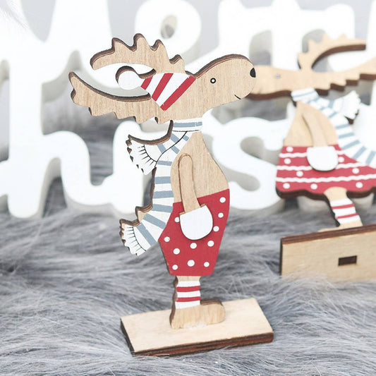 Painted Reindeer Couple Wooden Xmas Ornament_CWAJE05394