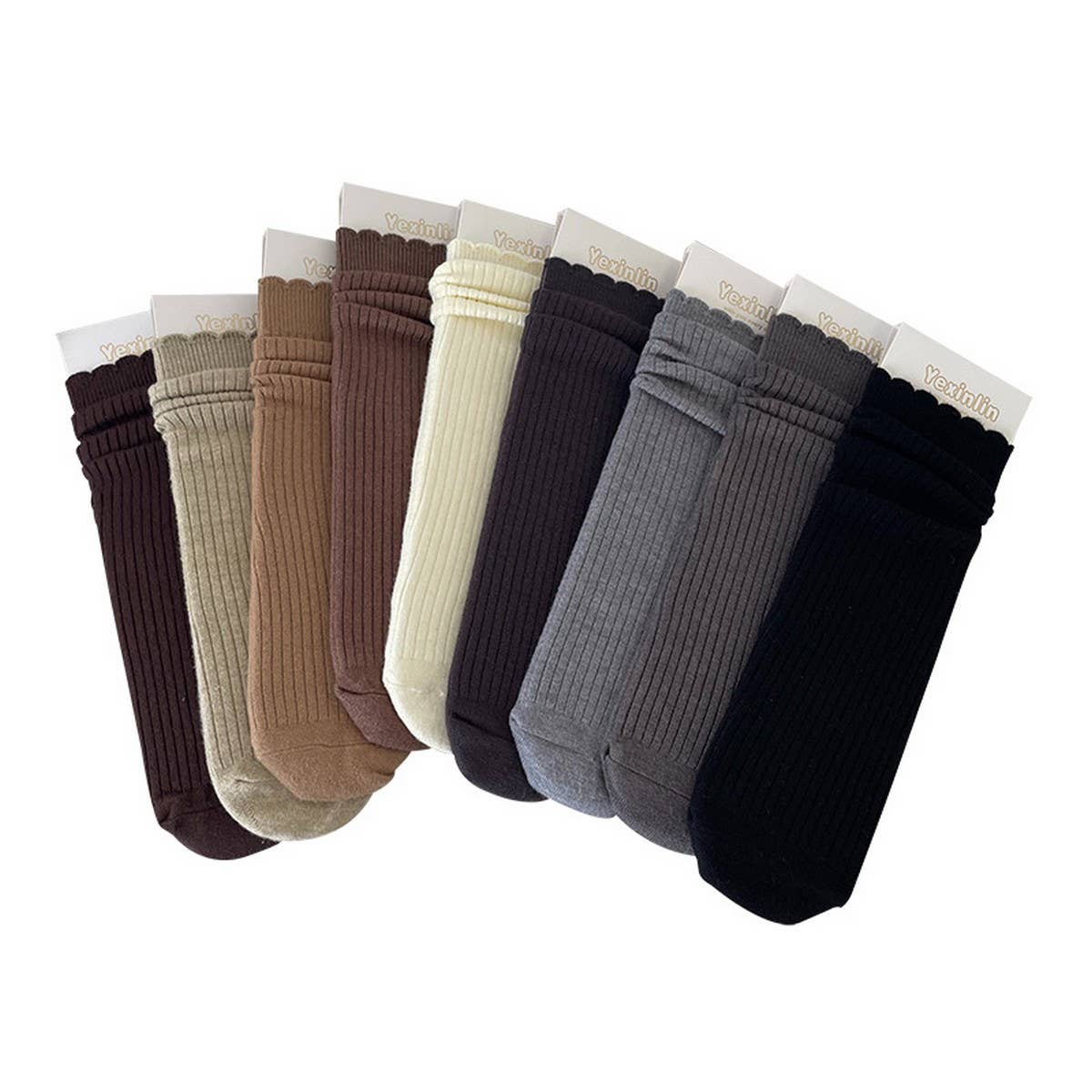 WOMEN'S SOLID COLOR CASHMERE LACE MID-CALF SOCKS