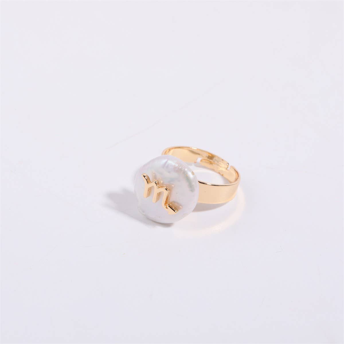 12 Zodiac Signs Irregular Pearl Rings_CWMM5742
