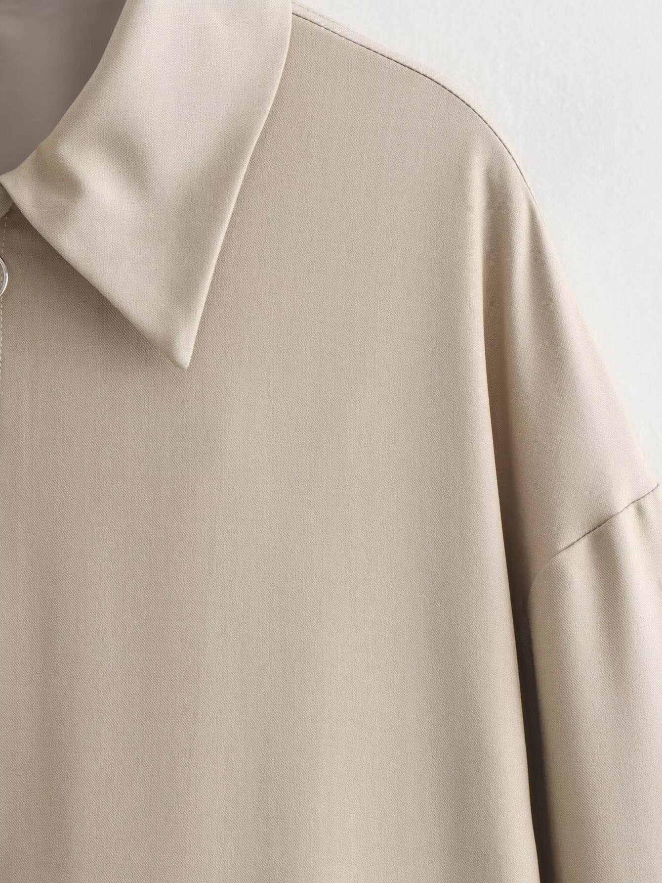 THREADED SUIT COLLAR ZIPPER JACKET