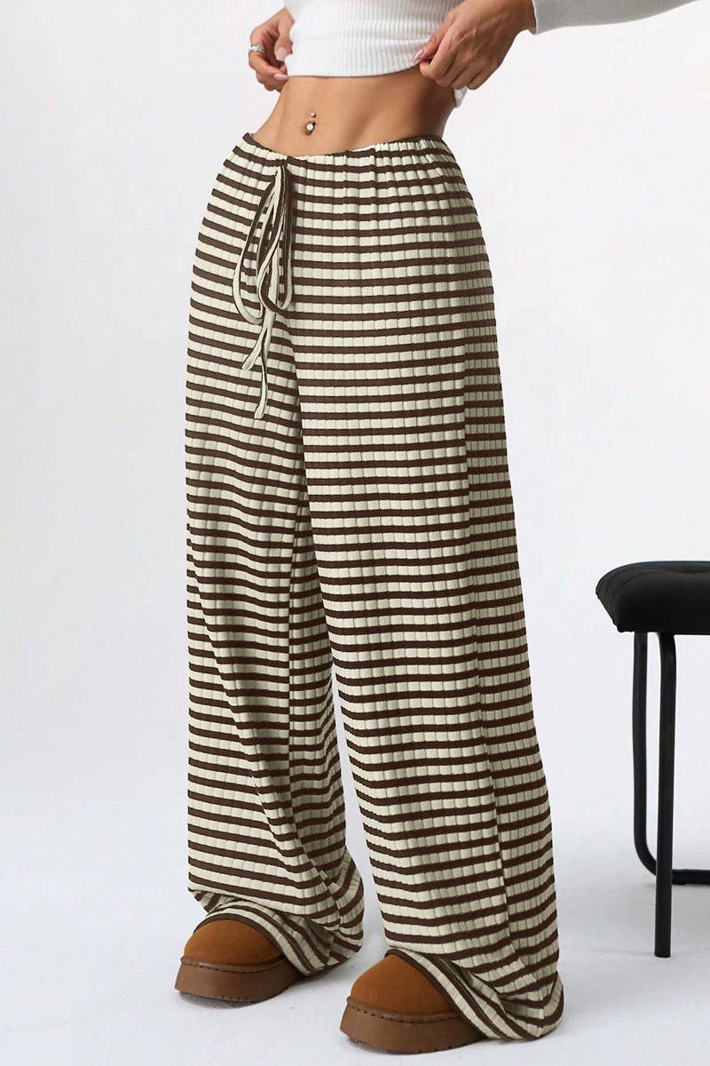 CWBLP1370_STRIPED ELASTIC DRAWSTRING STRAIGHT LEG PANTS