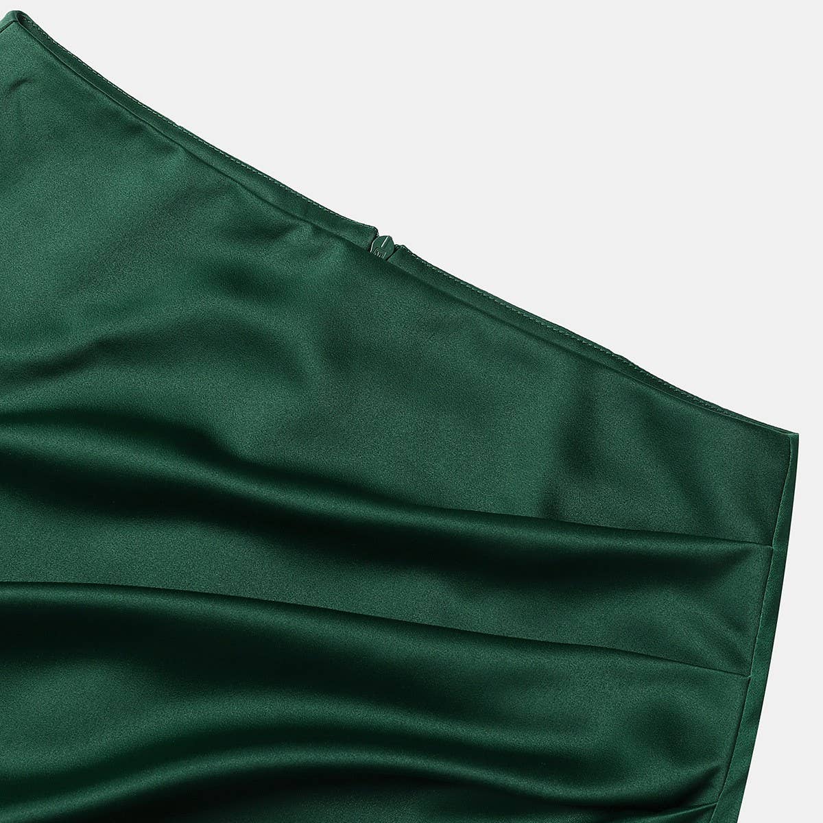 HIGH WAIST SATIN PLEATED SLIT MAXI SKIRT