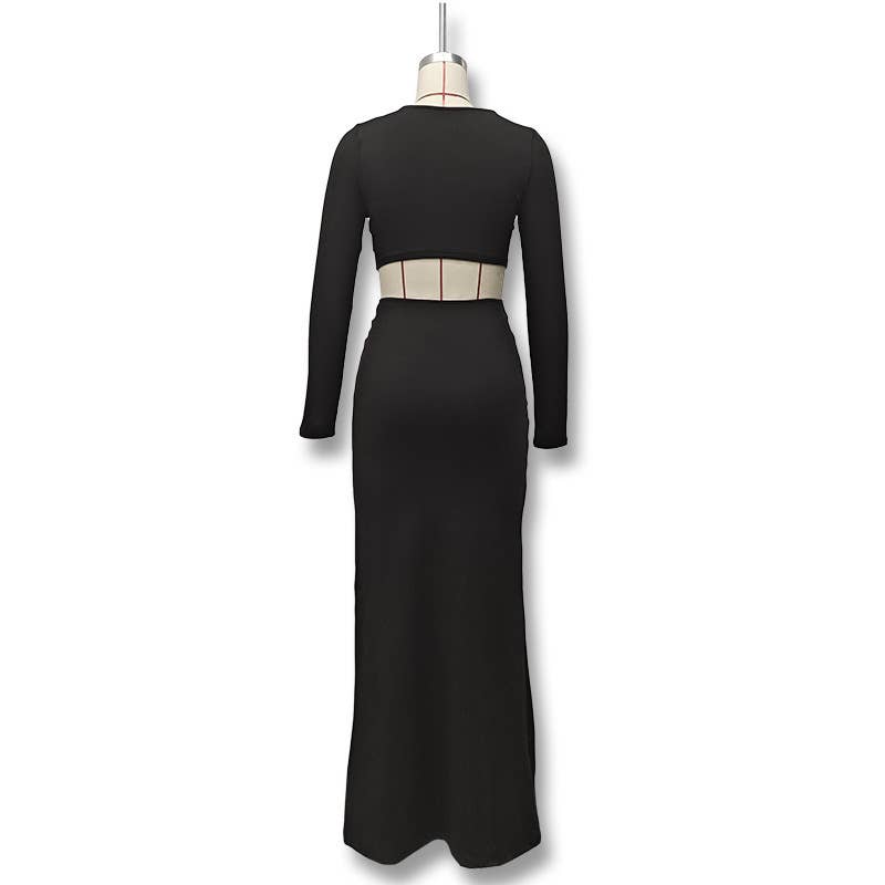 Sexy navel, figure-hugging and arm-wrapping set