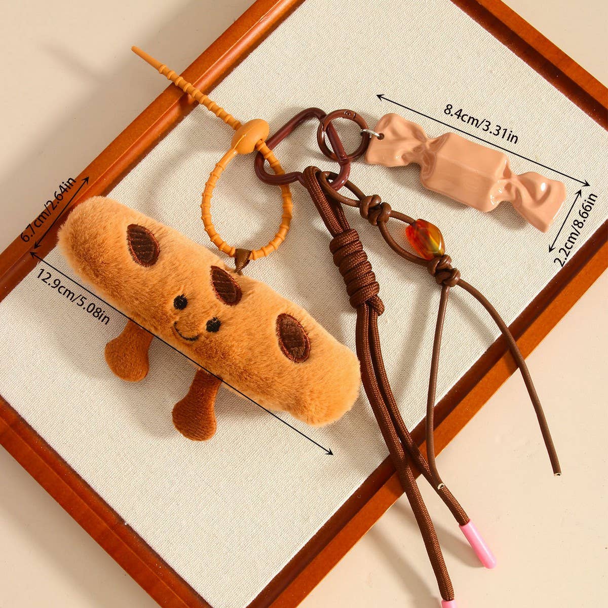 Creative Plush Baguette & Croissant Keychain Charm