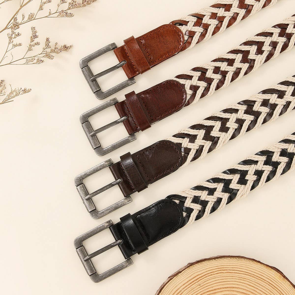 Boho Woven Pin Buckle Belt Multicolor Casual Chic_CWABE1232