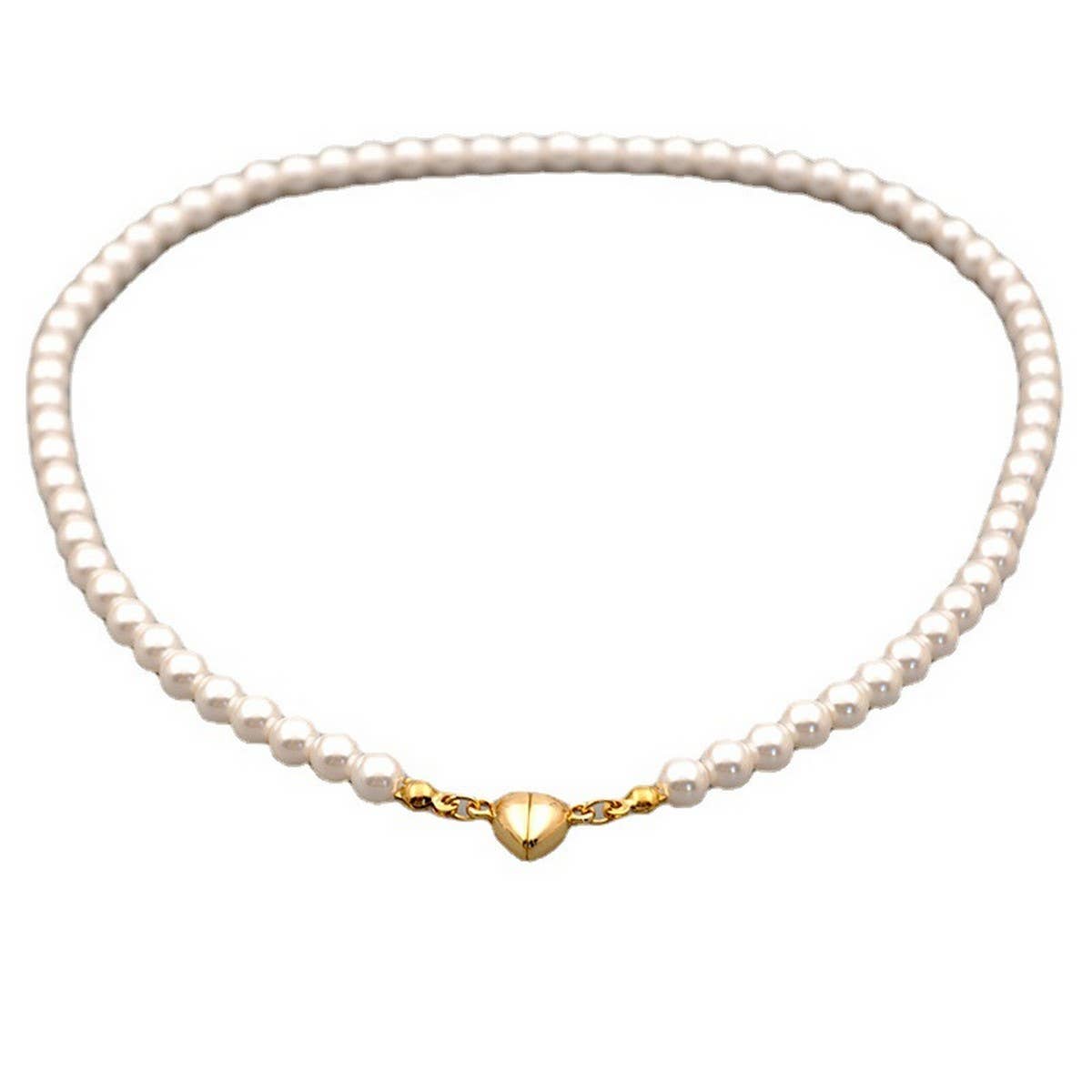 TEMPERAMENT PEARL HEART SHAPE MAGNETIC NECKLACE