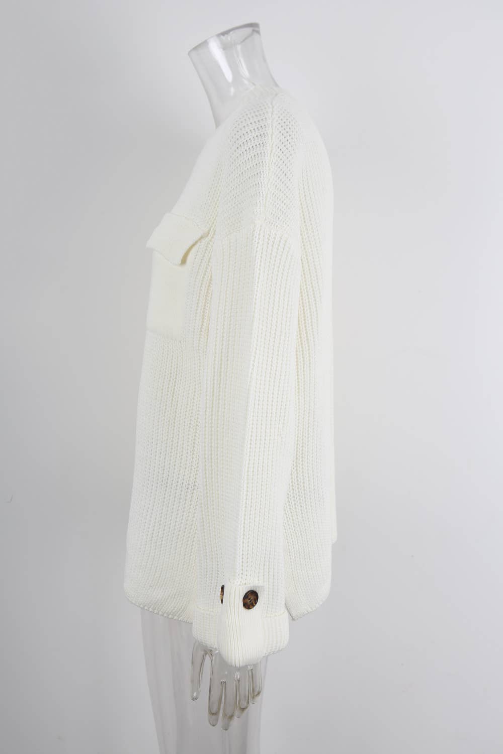 Slouchy breeze long sleeve pocket knit sweater