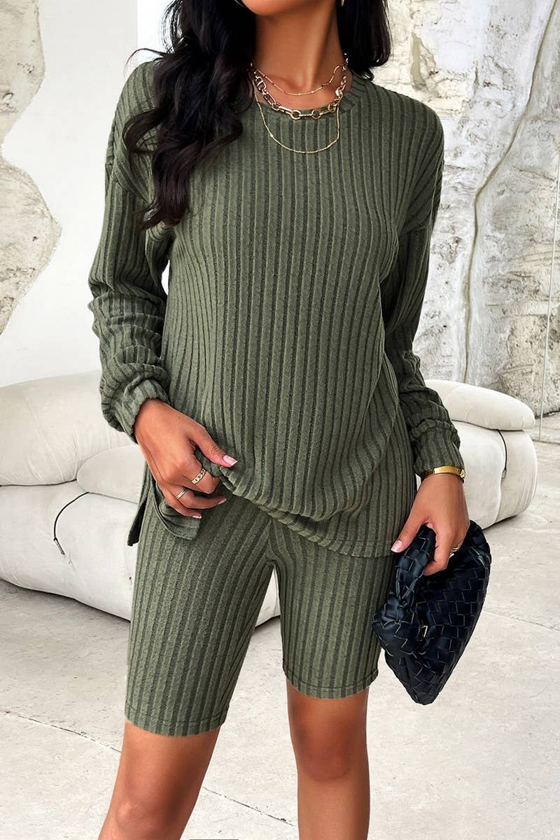 WOMEN CASUAL LONG SLEEVED  TOP AND LEGGINGS SET_CWSTB0235