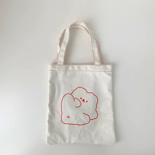Cute little bear all-cotton canvas handbag