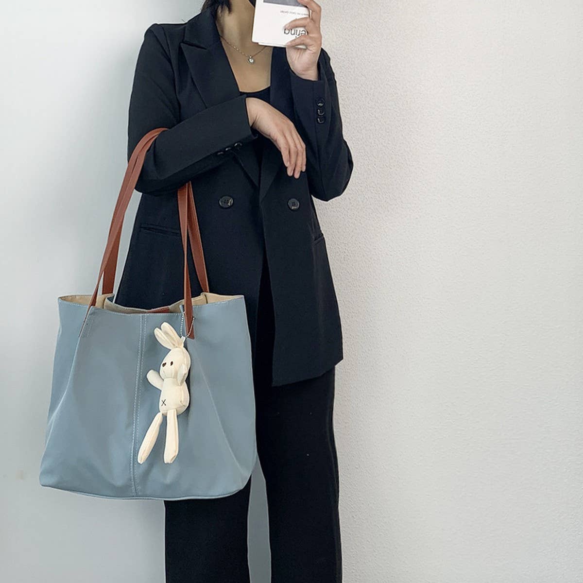 LITERARY SIMPLE SOLID COLOR SHOPPING CANVASBAG_CWAB2124