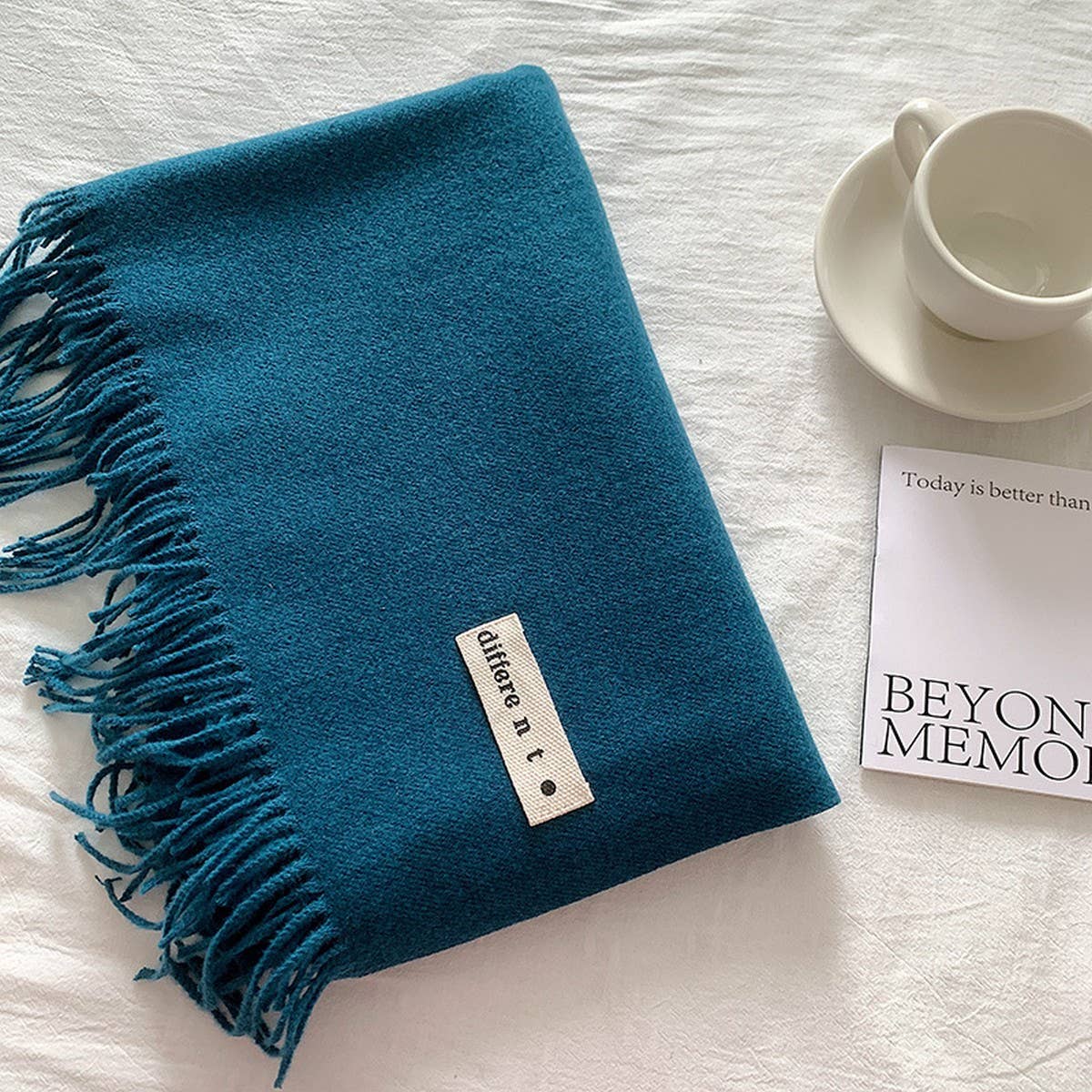 Colorblock Tassel Scarf - Thick Wrap for Students