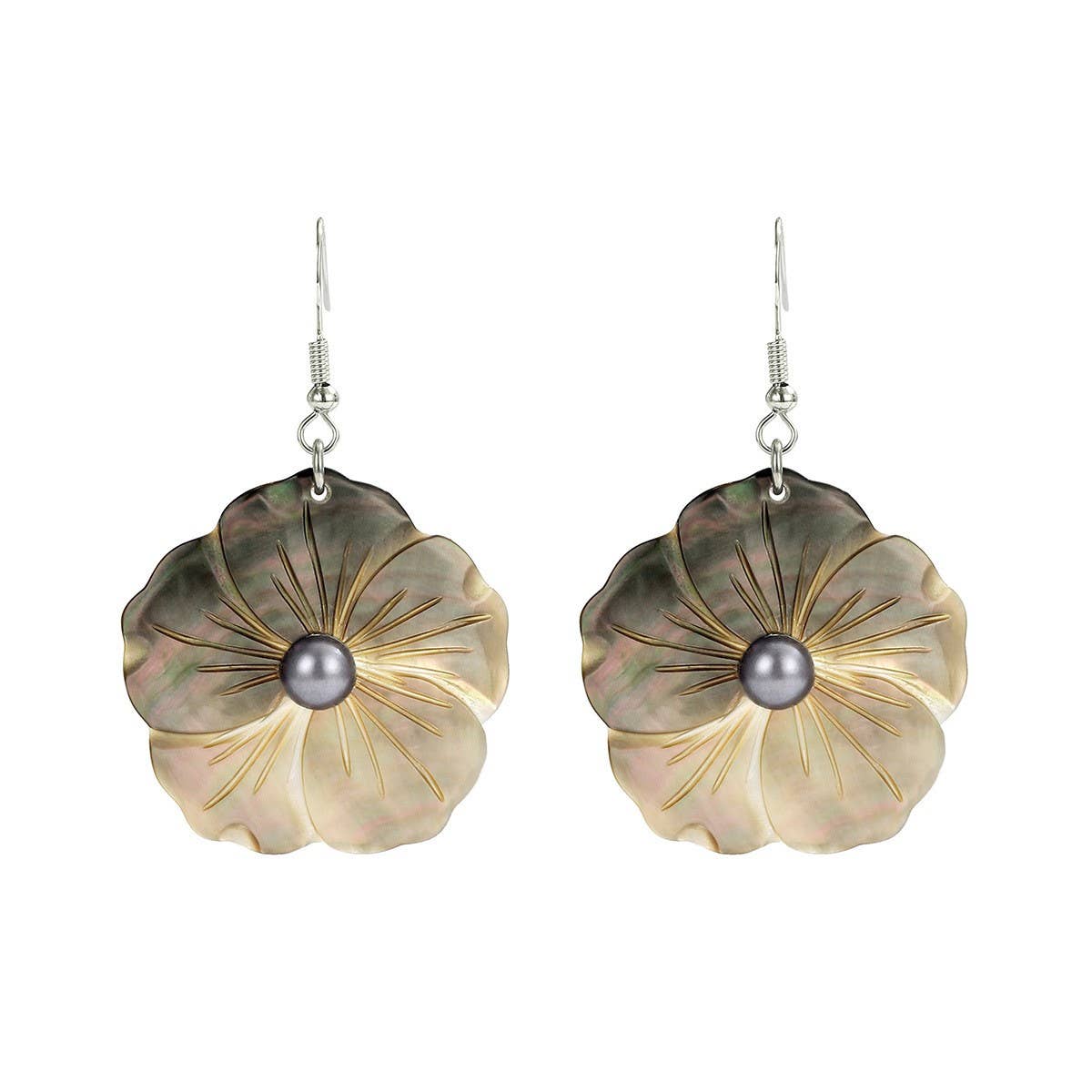 NATURAL BLACK SHELL TEMPERAMENT PETAL EARRINGS