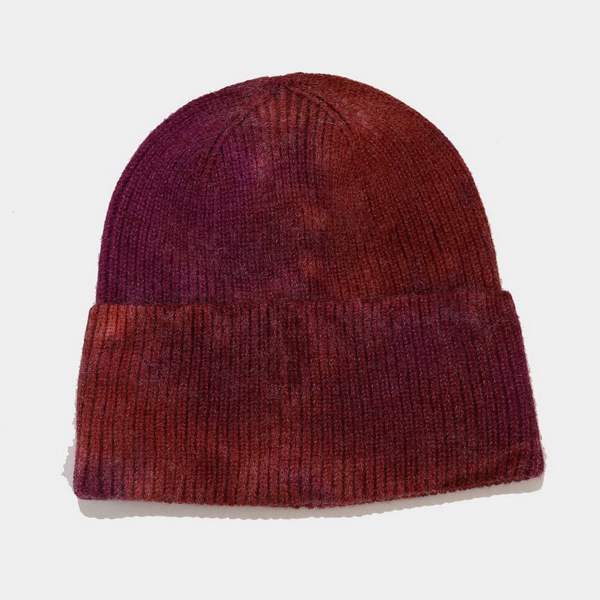 OUTDOOR WARM CURLED EDGE TIE-DYE KNITTED HAT_CWAH1593