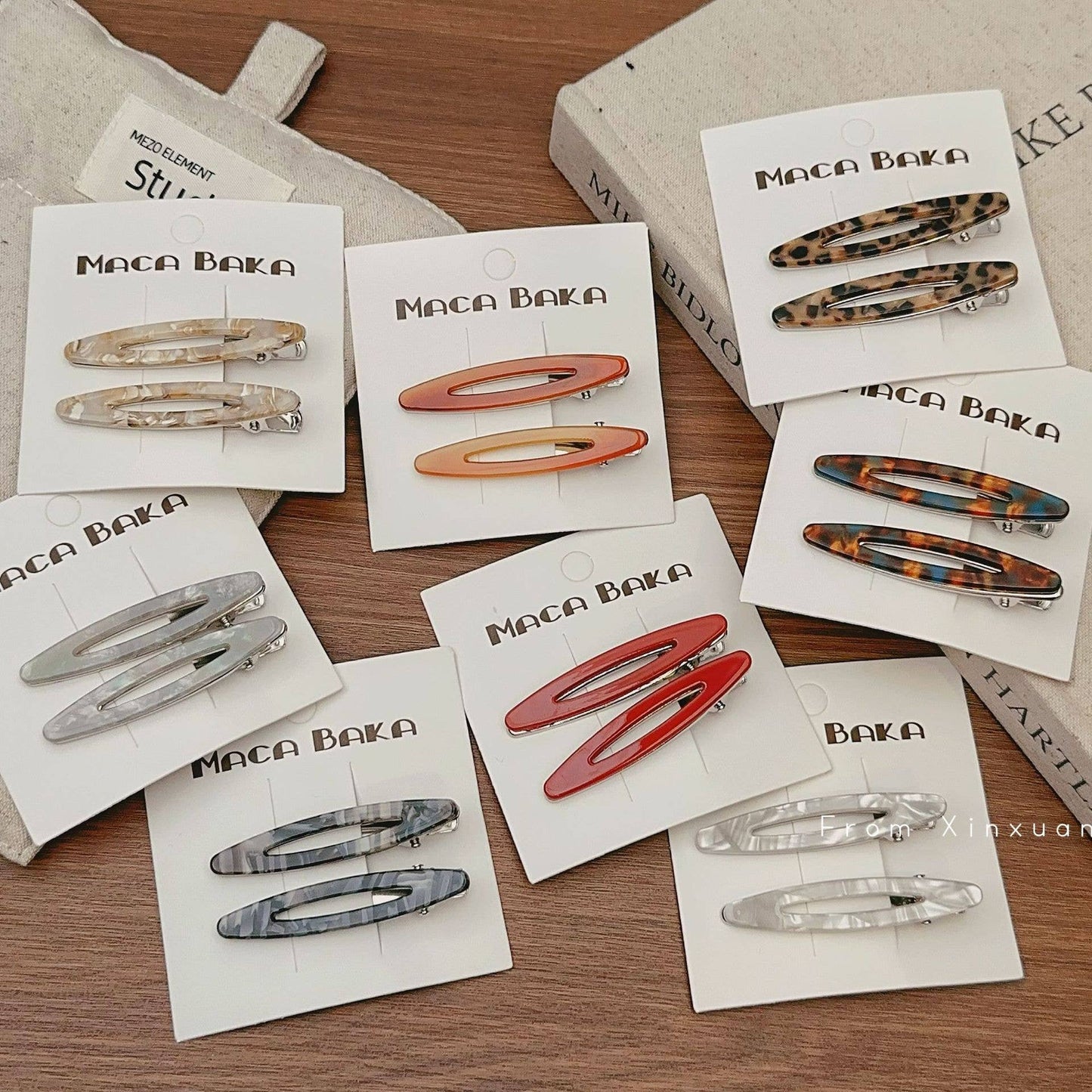 Small niche simple hollow willow acetic acid metal hairpin