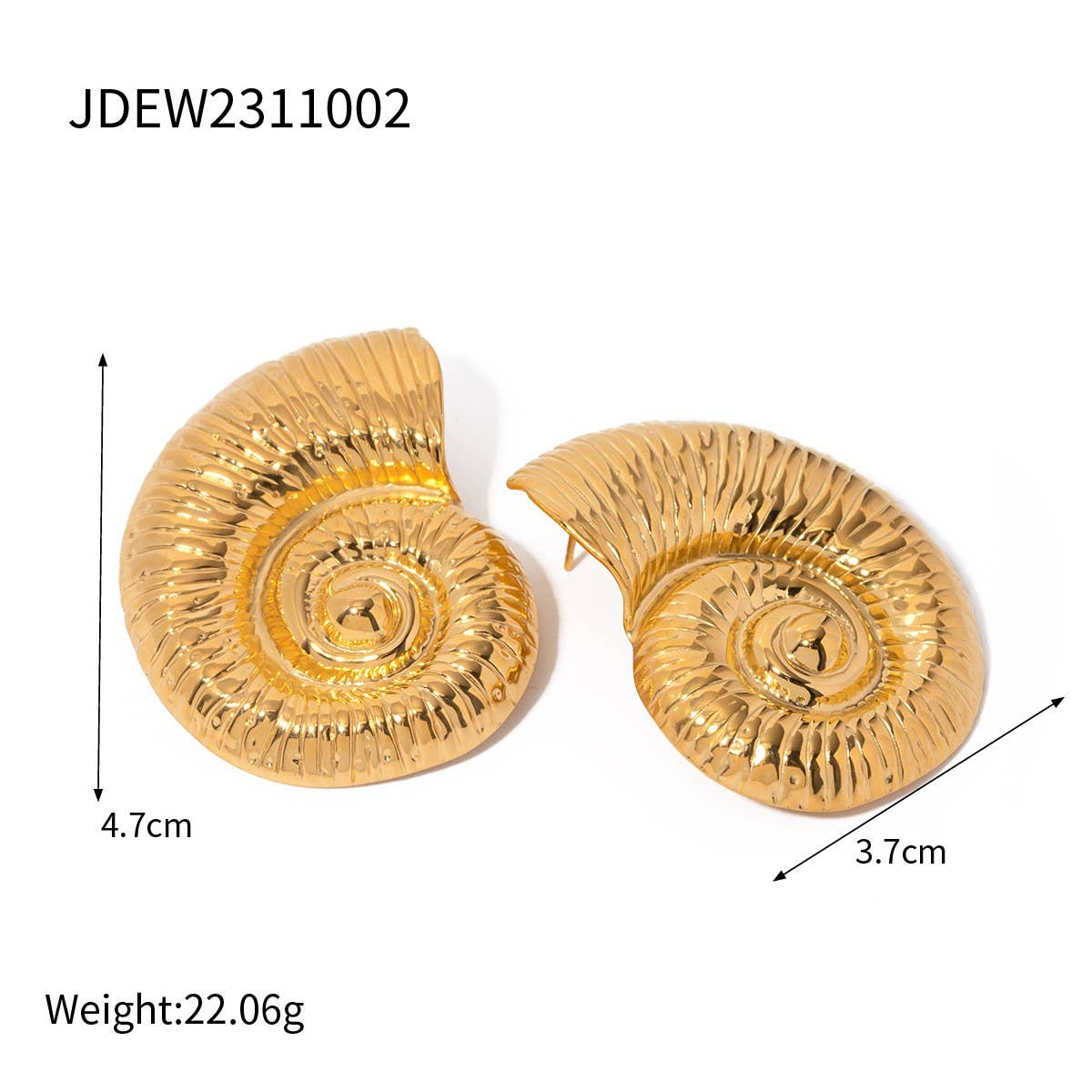 18K GOLD STAINLESS STEEL SPIRAL HOOP EARRINGS_CWASC1658