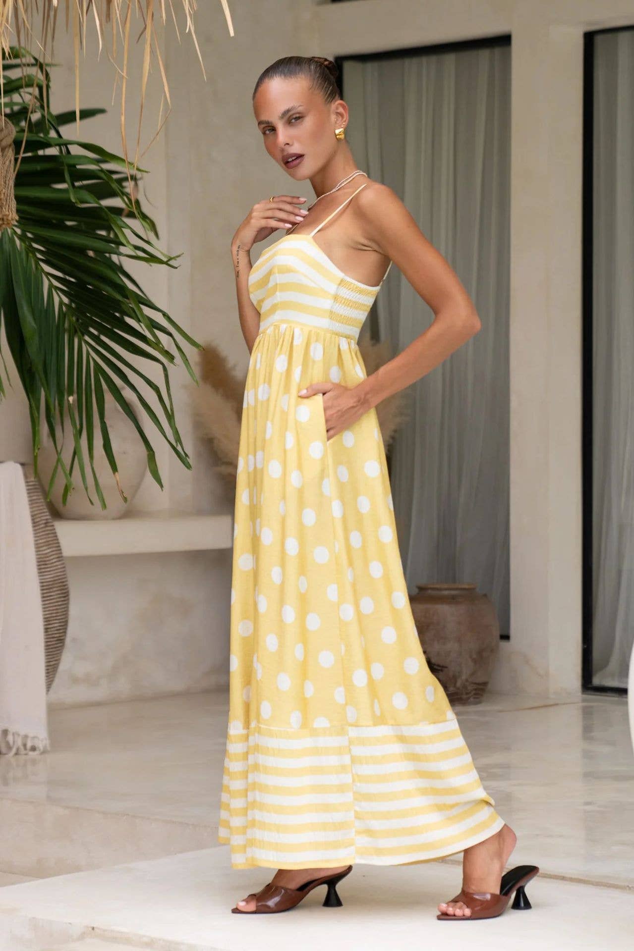 Stylish print halter sexy high-waisted dress