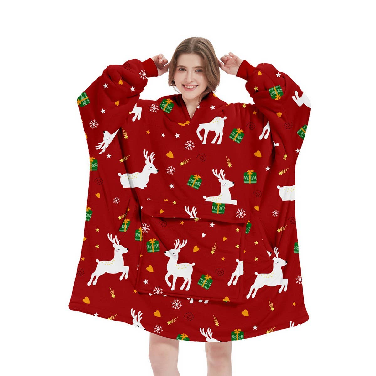 Long Leopard Sherpa Hoodie Blanket for TV & Sleep