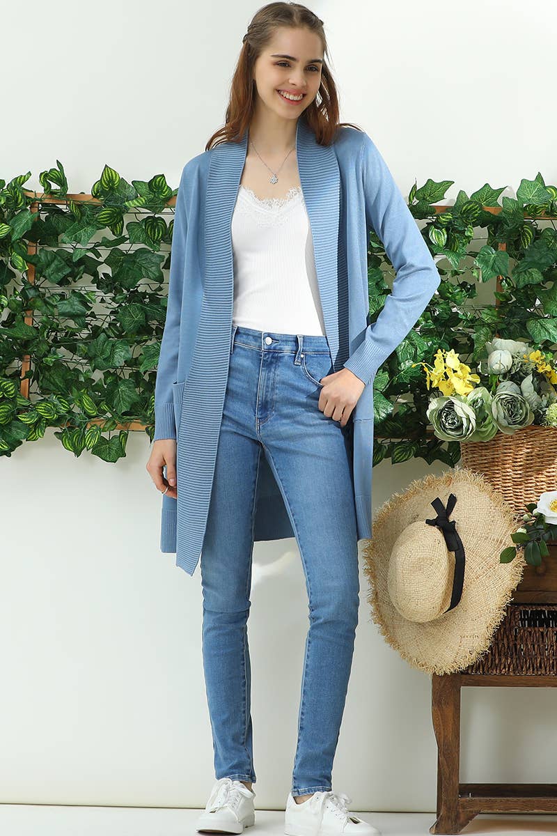 AWOCAL311_LONG SLEEVE OPEN FRONT CARDIGAN WITH SIDE POCKETS